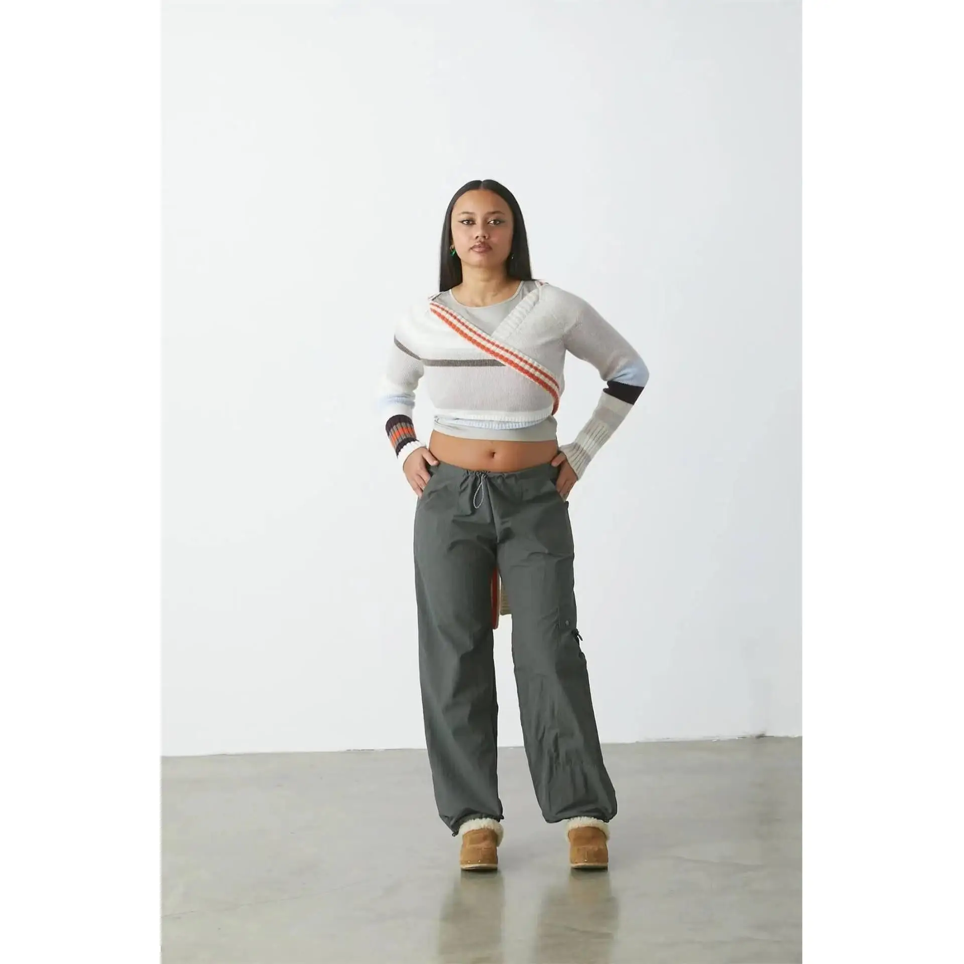 Women's Tied Multi Bag Straight Leg Work Pants Casual Style Mid-Low Waist Straight Leg Pants Other Material 100% Other