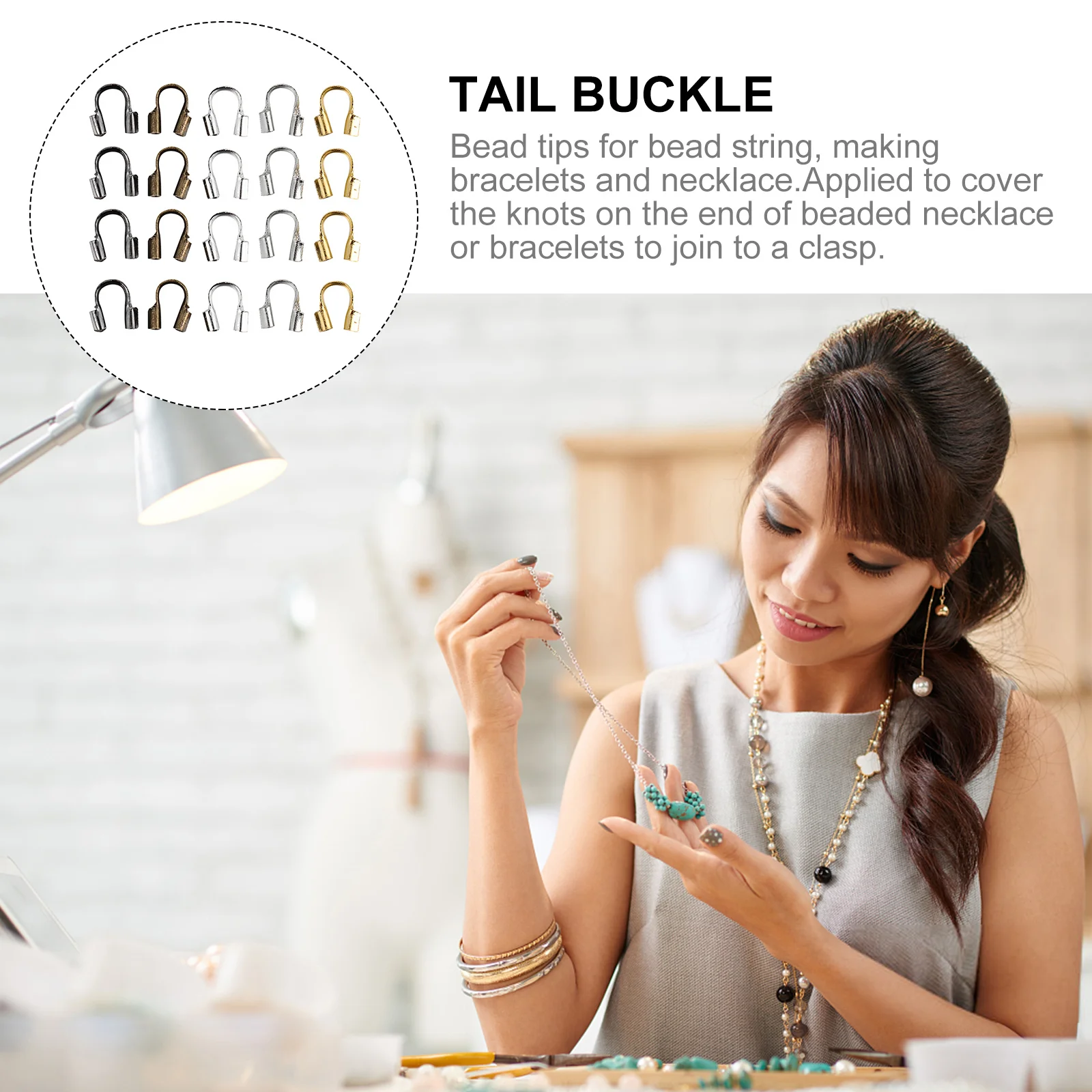 

500Pcs U Shape Tail Buckle Alloy Jewelry Making Tool for DIY Bracelet Necklace Bead Tips Cord End Caps Cover Knots Craft