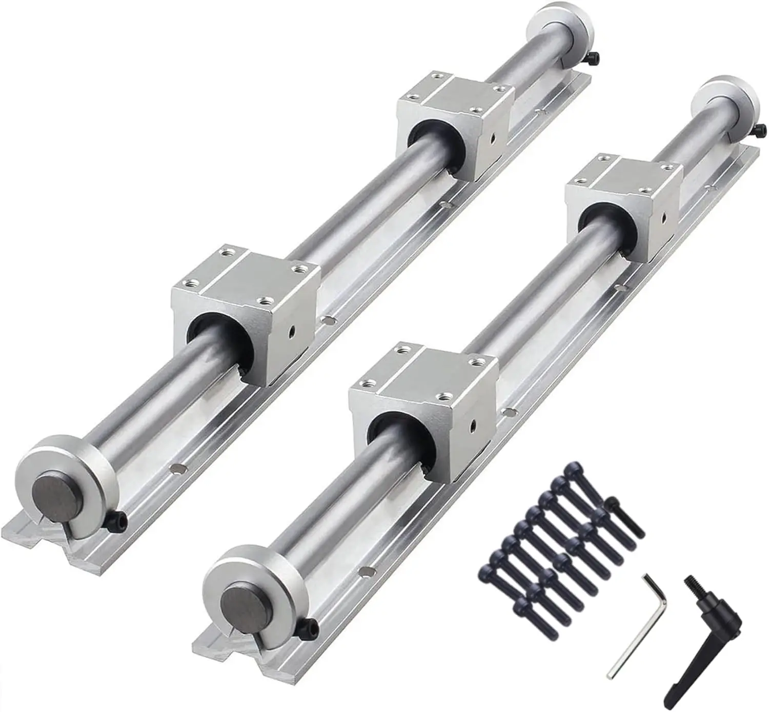 

Linear Rails and Bearings Kit, 2Pcs SBR20-2000mm Linear Guideway Rail with 4Pcs SBR20UU Bearing Block CNC Kit and 4Pcs 20mm
