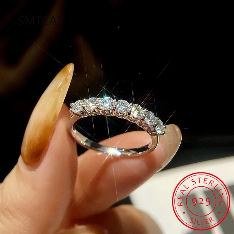 White Gold D Color 4mm Moissanite Ring For Women 925 Silver 1.5CT Stone Match Dia Wedding Band Bride 925 Sterling Silver