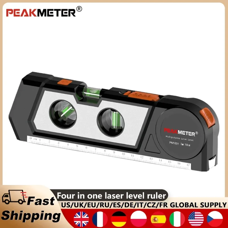 Laser Level PM1011 the Super Powerful One for Horizon/Vertical Measure Adjustable Bubbles Ruler Tape measure Included