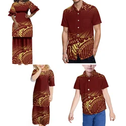 Polynesian Family Gathering Set Mother Daughter Puletasi New Set Skirt Father Son Hawaiian Shirt Custom Art Print Dress