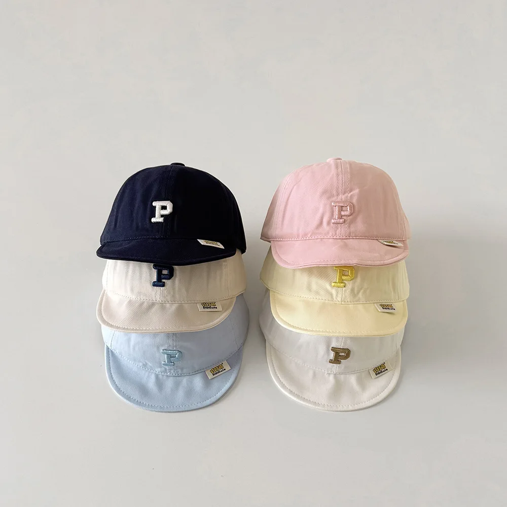 

Весенне-летние детские бейсболки с модным буквенным принтом P, для мальчиков и девочек, хлопковые, с мягким козырьком, детская кепка с козырьком
