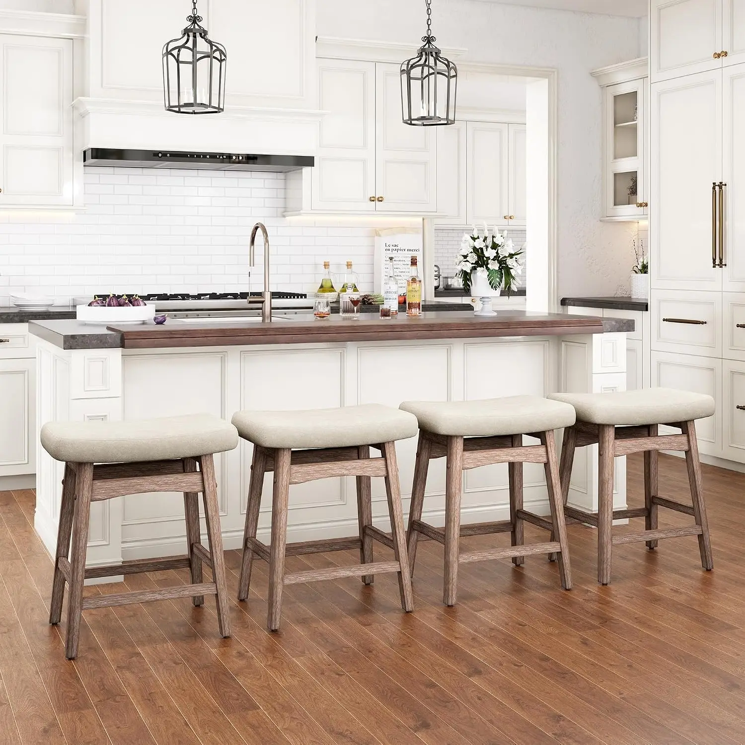 Solid Wood Bar Stools Set of 2 Counter Height Kitchen Dining, Customized