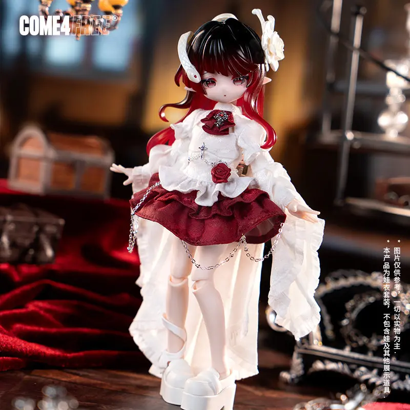 New Come4free 1/8 Bjd Doll Clothes Outfit Skirt Set Fairy Tale Red White Lace Dress Set Doll Replacement Only Clothes No Doll