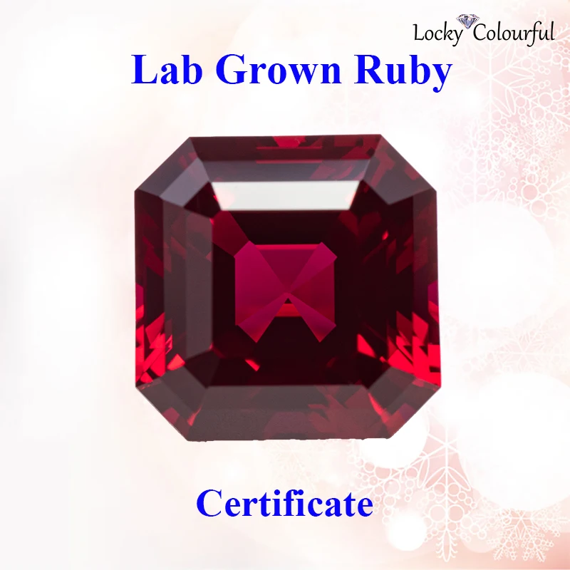 

Lab Grown Ruby Asscher Shape Wholesale Beads Pigeon Blood Red Charms DIY Selectable AGL Certificate for Jewelry Making Materials