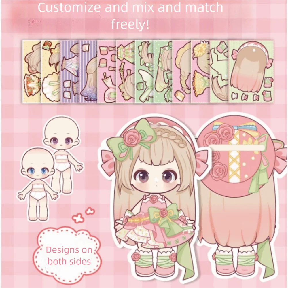 متعدد الألوان اليدوية ورقة دمية ثلاثية الأبعاد تصميم الكرتون ثلاثية الأبعاد فستان الدمى الورقية اليدوية الحرفية فستان لعبة دمية ورقية قابلة للإزالة