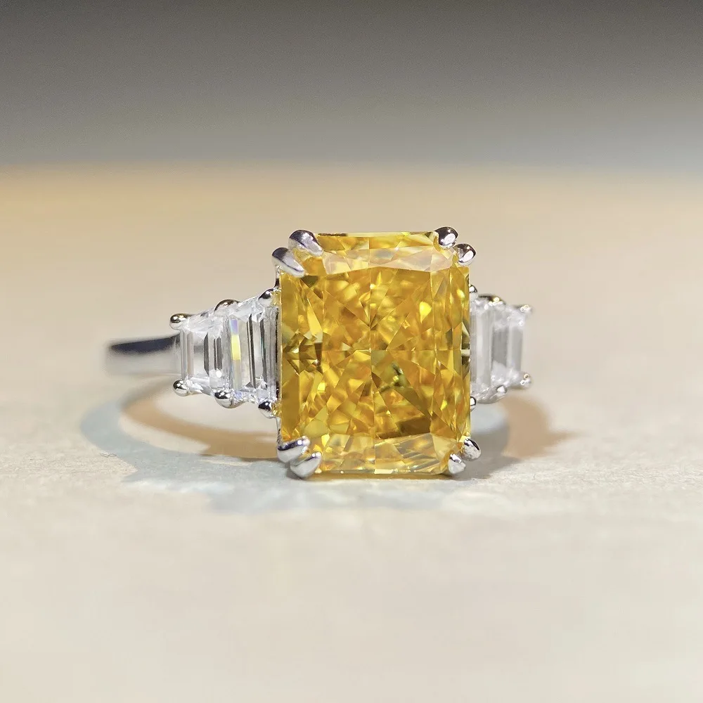 PT950 Platinum Radiant Cut Ring - Zircon Ice Flower Cut Ring