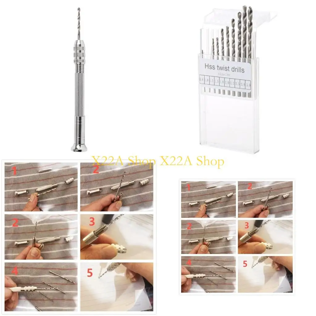 Unique Mini Twist Bits Set 0.8-3.0mm Hand Bits Rotary Tool Pin Vise for Resin