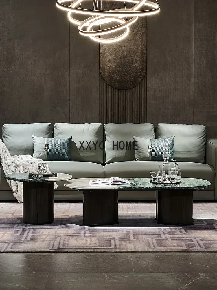Light Luxury Coffee Table Oval Modern Minimalist High-Grade Marble Tea Table