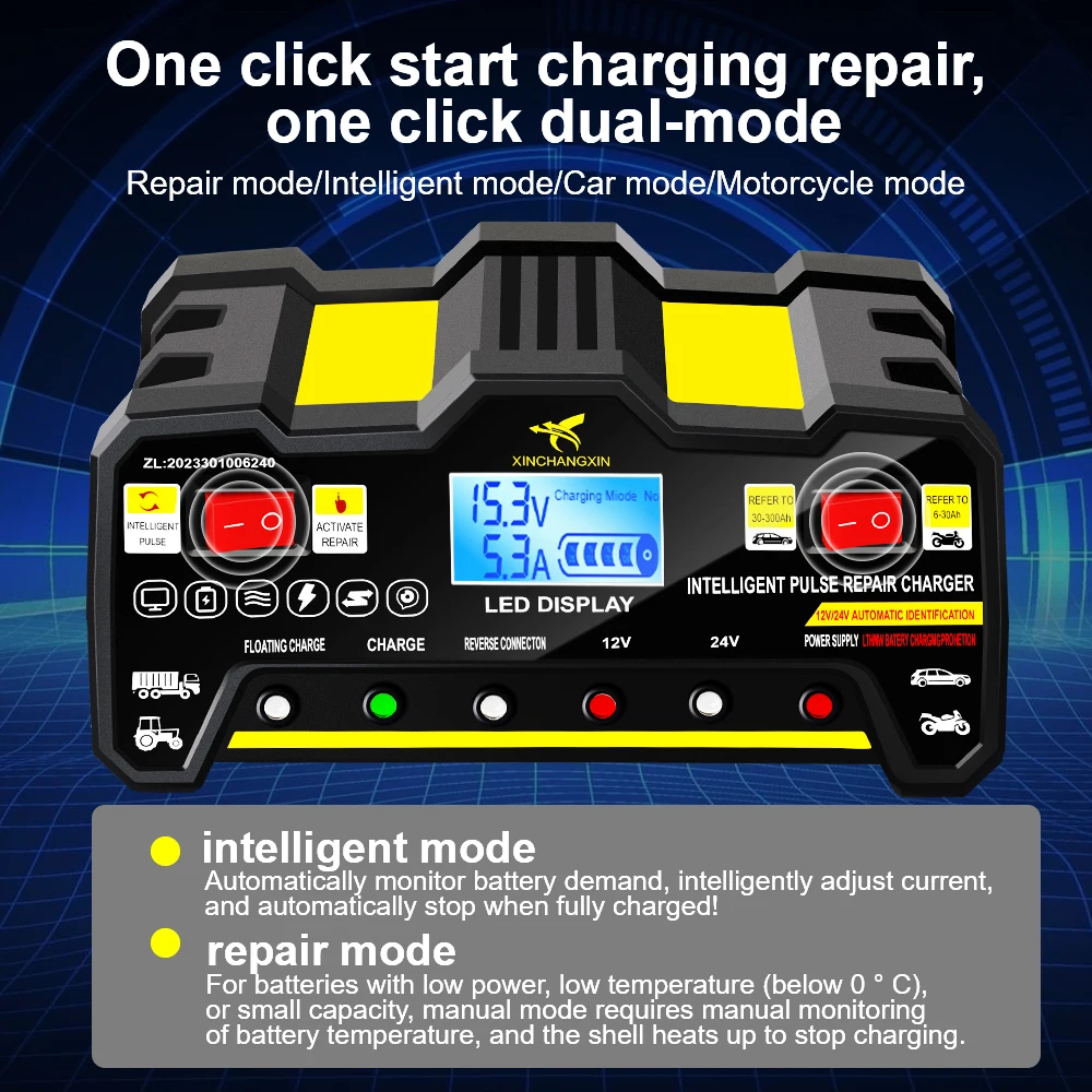 24 فولت/12 فولت 220 واط شواحن بطارية السيارة شاحنة صيانة البطارية ذكي نبض إصلاح لشواحن خلية تخزين بطاريات الرصاص الحمضية
