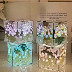 Creative Diy Tulip Flower Sea Cube Three-Dimensional Small Night Lamp Material Package for Girlfriend Couple Girlfriend