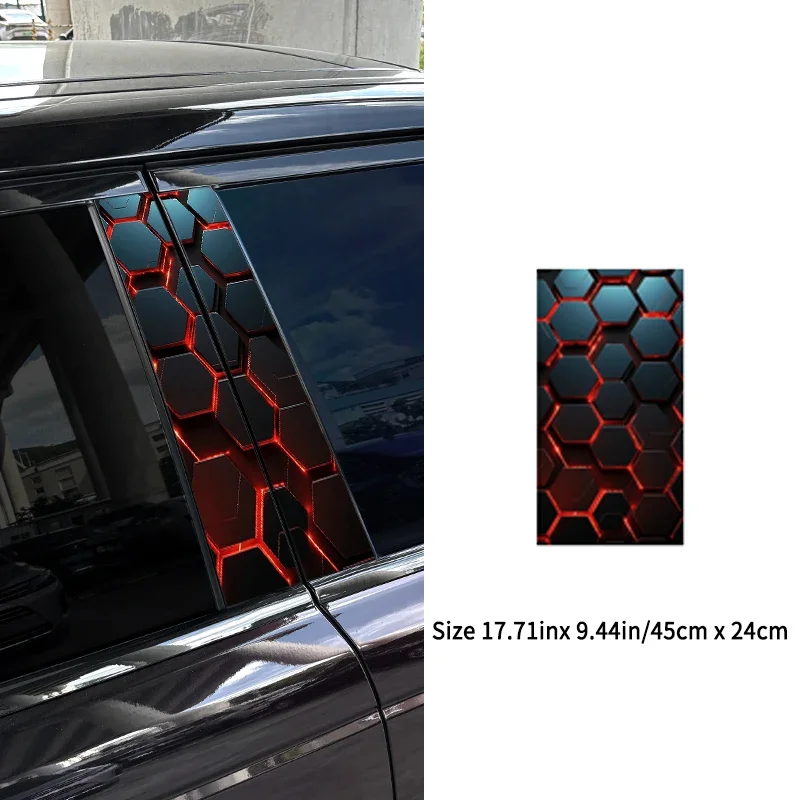 Honeycomb Universal Car Stickers, Auto Pilar B, Decoração impermeável, DIY Car Doors Pillar, Reajuste de protetor solar, Decalques Car Styling, 1Pc