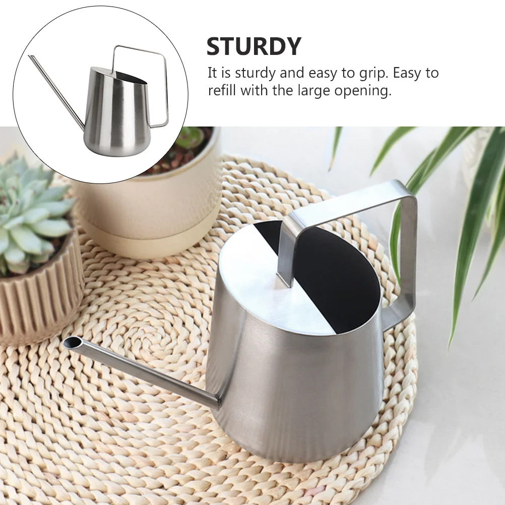 

Indoor Stainless Steel Watering Can Long Spout Durable Gardening Kettle for Plants Succulents Flowers Indoor Outdoor Use