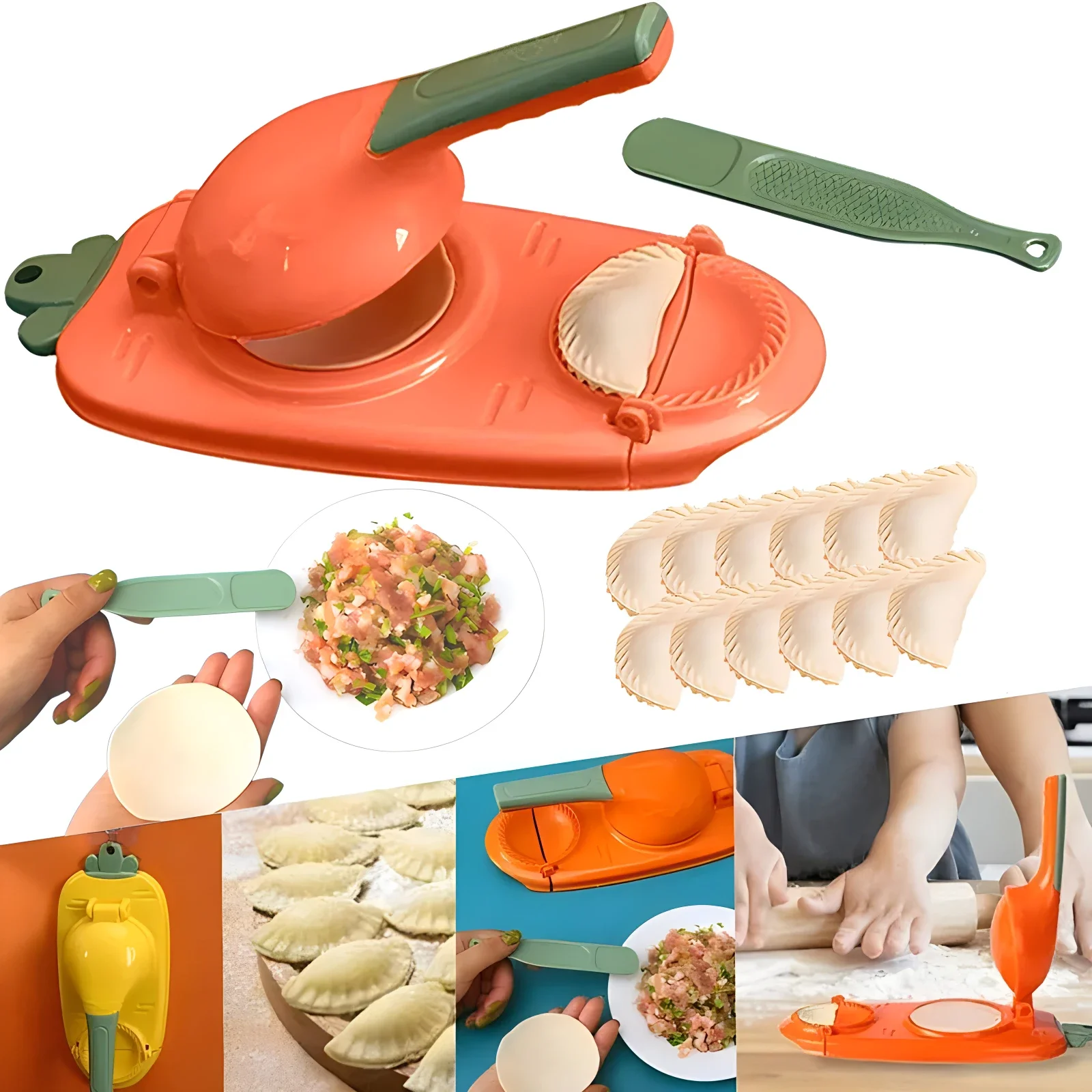 2 In 1 DIY Dumpling Wrapper Artifact Plastic Manual Wrapper Making Mold Dough Pressing Tool Baking Pastry Dumpling Maker Gadget