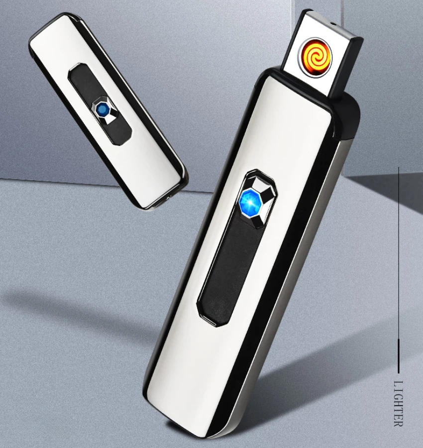 

Hot Outdoor Windproof USB Charging Tungsten Coil Lighter Ultrathin Portable Flameless Electric Cigar Lighter Lighter Men's Gifts