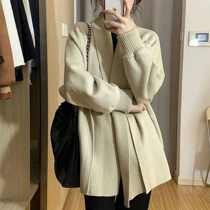 

Long Sleeve Knit Sweater Cardigan Loose Long Coat 2024 New Autumn/winter Women's Casual High Street Retro Women's Sweater Y2k