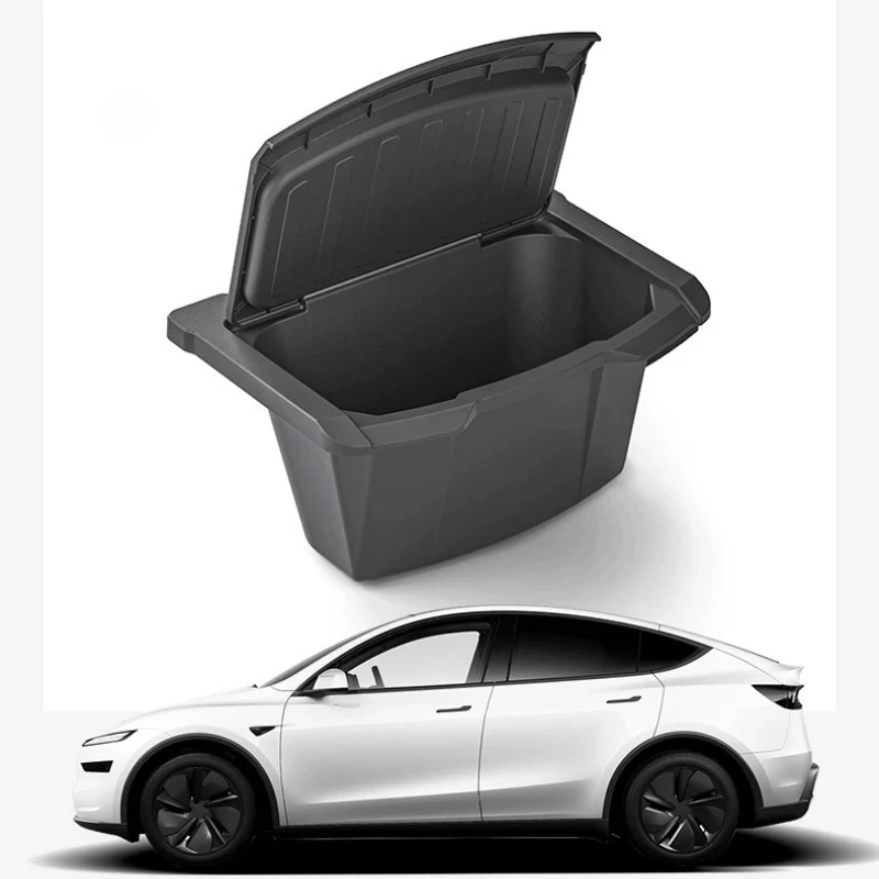 Für Tesla Model Y Juniper 2026 TPE Hintere Mittelkonsole Aufbewahrungsbox Organizer mit Abdeckung Mülleimer Unter dem Sitz Auto-Zubehör – Detail 14