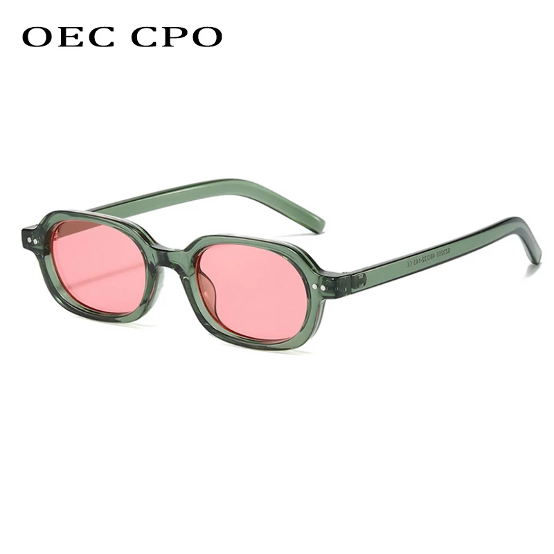 

OEC CPO Fashion Small Square Sunglasses Women Retro Rivets Gradient Brown Shades Sun Glasses Female Trending Men Eyewear UV400