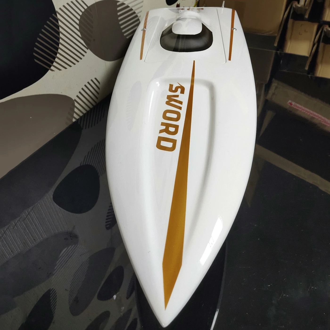 Navios rc 94.5cm dtrc espada e36 controle remoto lancha de alta resistência cnc ferragem fibra de vidro casco rc schiffe modelo rtr navio brinquedo