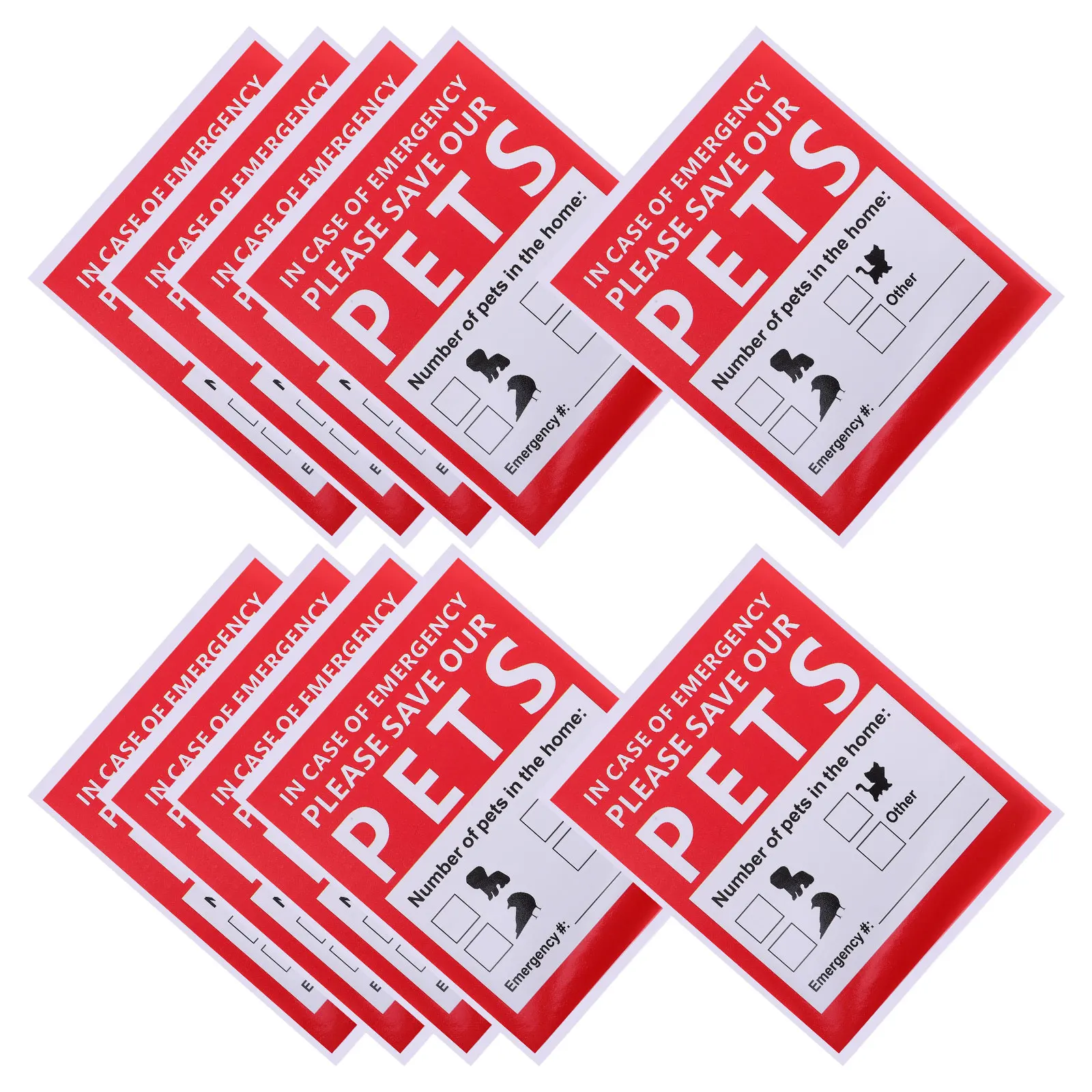 

10 Sheets Stickers Emergency Alert Decal Fire Safety Home Rescue Stickers Pets Window for Emergency