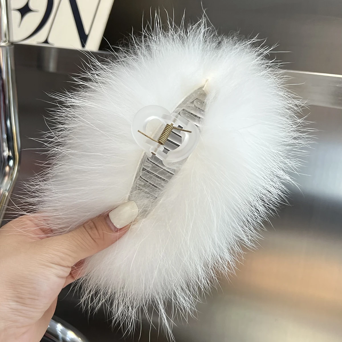 Real Raccoon Fur Hair Clips Headdress Cute Hair Accessories for Women Claw Clips  Fashion Girls Hair Accessoreis