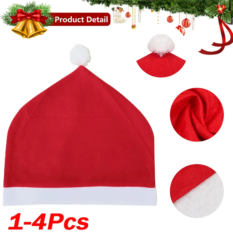 

1-4Pcs Red Christmas Hats Auto Seat Headrest Cover Christmas Ornaments Seats Protection Cute Car Decoration Accessories Gadget