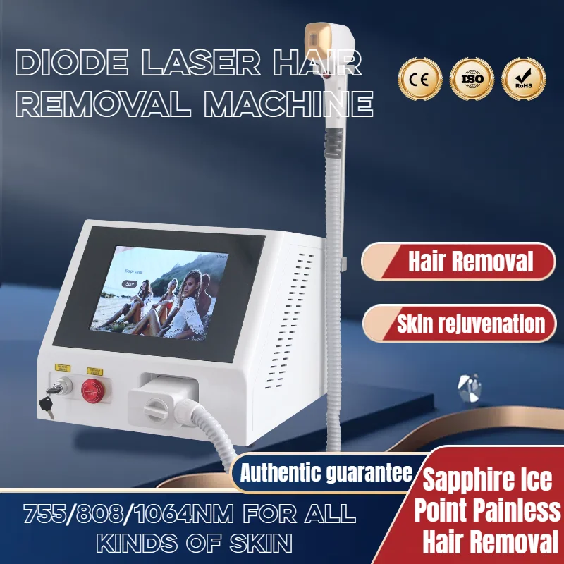 A Big PromotionIce Platinum 3 Wavelength 808nm Diode Laser Hair Removal Machine Comfortable and Convenient  for Beginners