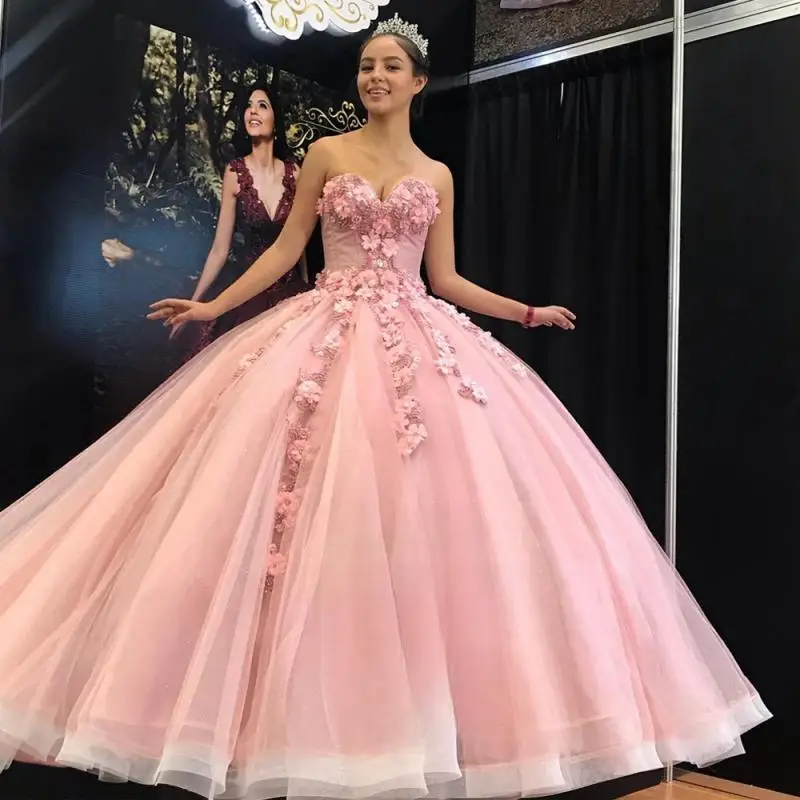 

Princess Ball Gown Quinceanera Dresses for Girls Sweetheart Appliques Lacing Up Vestidos De 15 Anos Made to Order