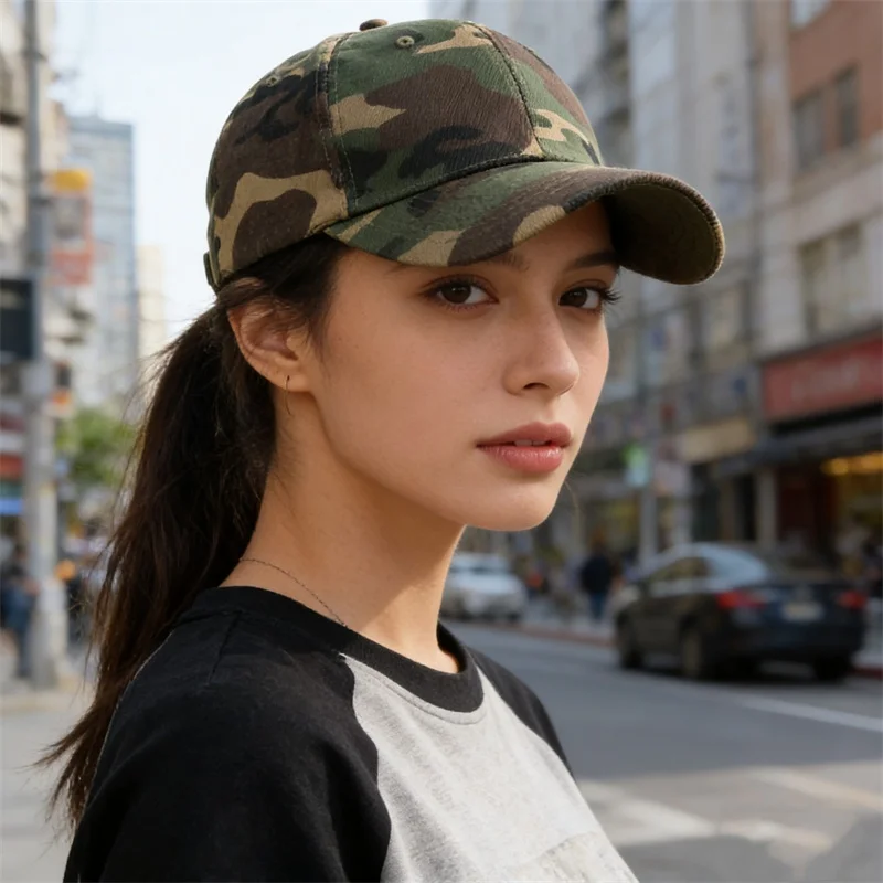 Men Women Camouflage Printed Armygreen Sunhat Anti-UV Sports Golf Baseball Caps Outdoor Jungle Hiking Running Hat Club Visors view 4