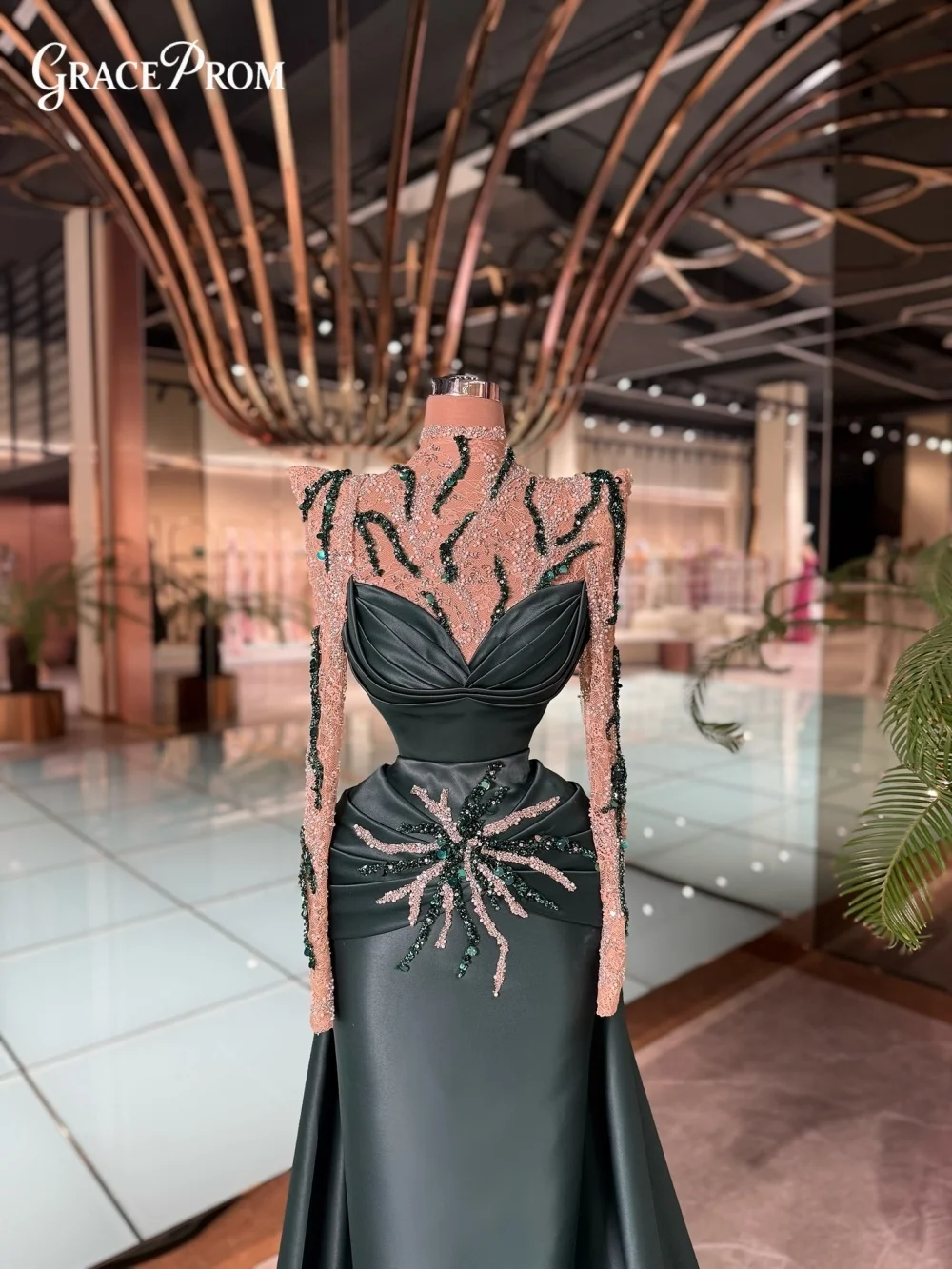 

Очаровательное вечернее платье с блестками и бисером, изящное атласное вечернее платье 2026, романтическое вечернее платье длиной до пола с длинными рукавами по индивидуальному заказу