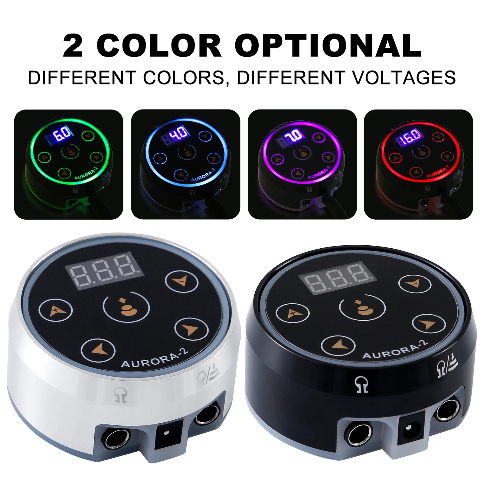 AURORA 2 Digital LCD Tattoo Power Supply Dual Color Adjustable Professional Tattoo Power Box For Rotary Tattoo Machine