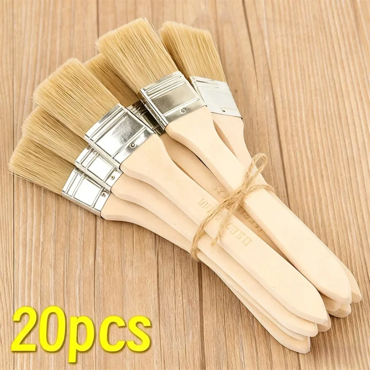 Professionelle 5/10/18/24-teilige 1-Zoll-Holzgriff-Schweineborstenpinsel für Verputzen, Malen, Kleben, Kunsthandwerk, langlebig, vielseitig einsetzbar, solide – Detail 6