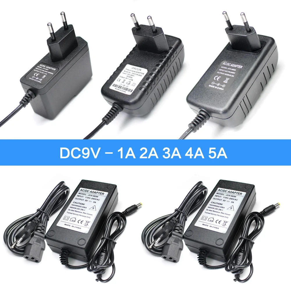 9V AC DC Universal Adapter Converter 220V TO 9V Volt 1A 2A 3A 4A 5A Power Supply Source LED Lighting Transformer For CCTV Camera