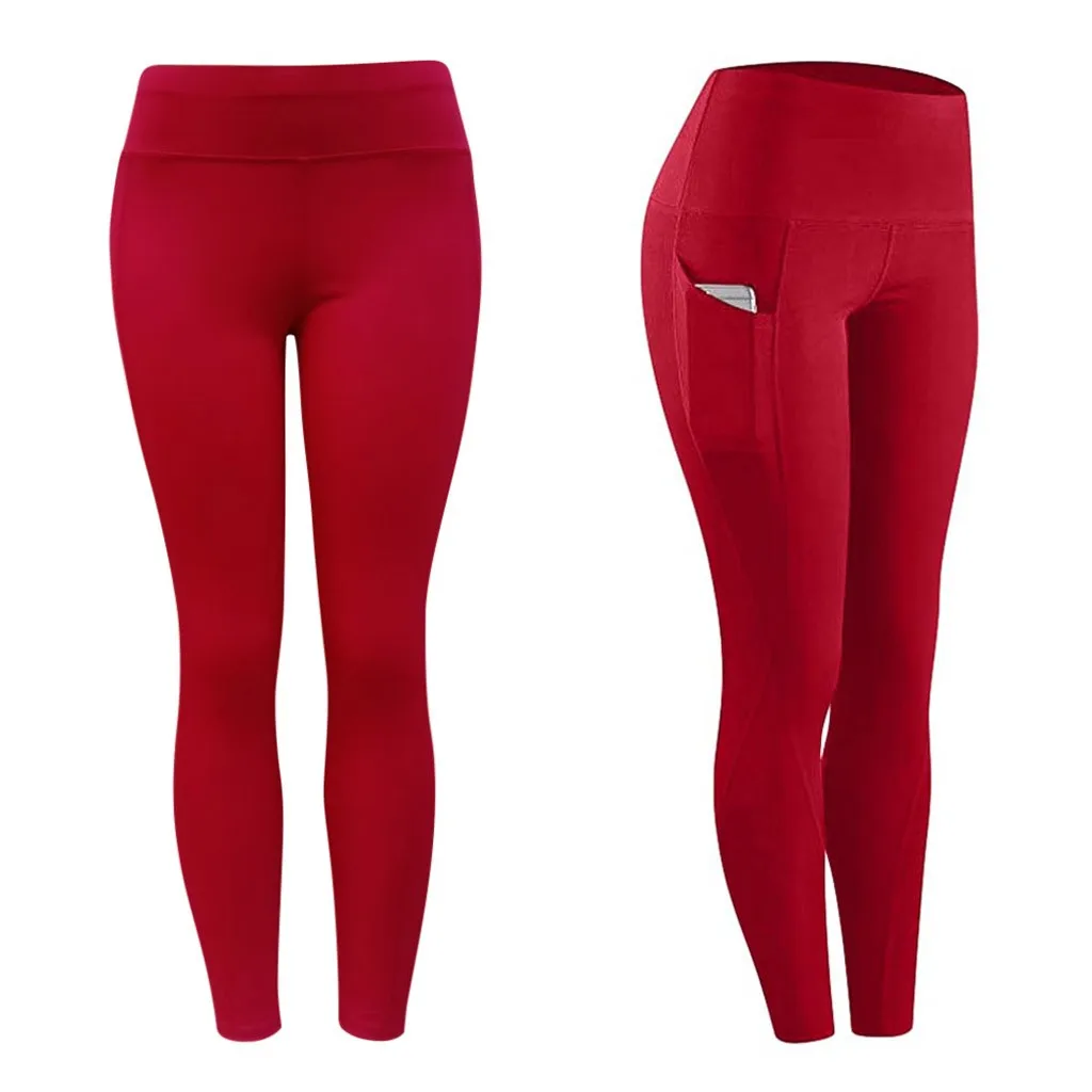 Leggings Fitness Athletic Running Sports Pants Women Pocket Workout Leggings High Waist Woman Thermal Tights Leggings Female