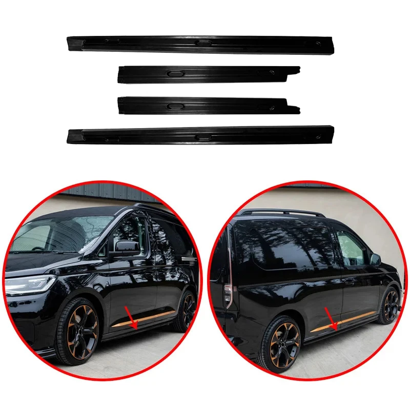 

For VW Volkswagen Caddy Mk5 2020 2021 2022 2023 ABS Side Bumper Skirt Lip Extension Rocker Plate Separator Glossy Black