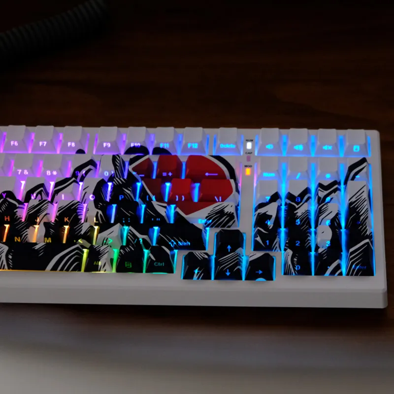 Imagem -04 - Sol Vermelho Sobe Alta 136 Chave Luz Lateral Pbt Sublimação de Tinta Cereja Perfil Keycap para mx Switch Teclado Mecânico de Jogos o