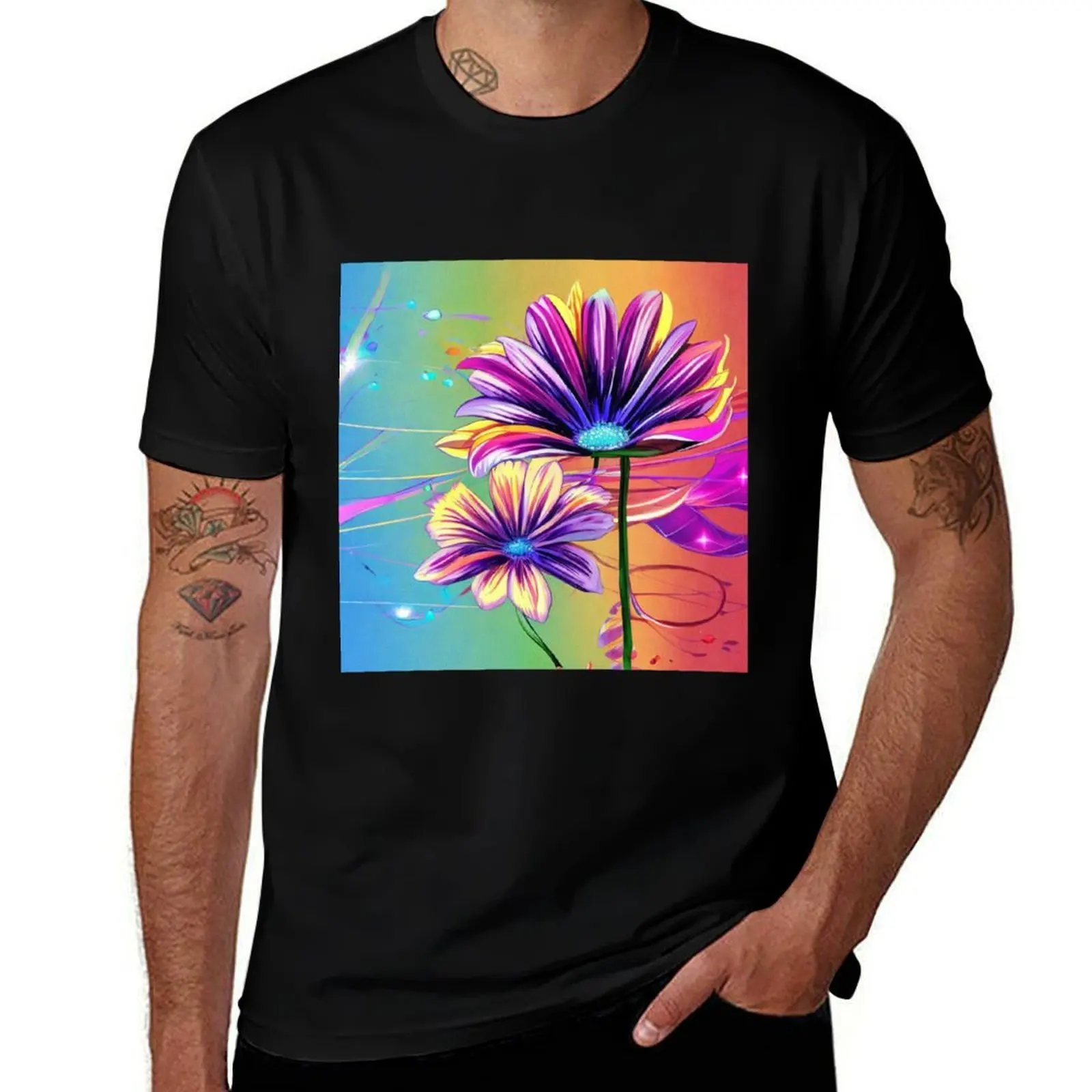 

Glenda Le (19): Rainbow flowers T-Shirt custom shirt baggy shirts anime t shirts topping mens graphic t-shirts big and tall