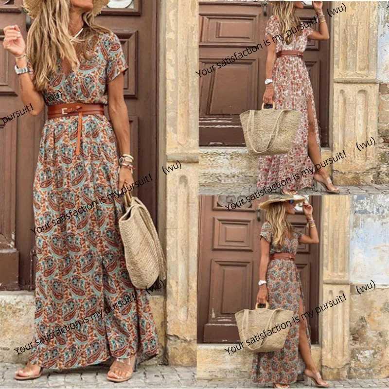 

ZOCI-Fashionable Bohemian style V-neck floral dress for women