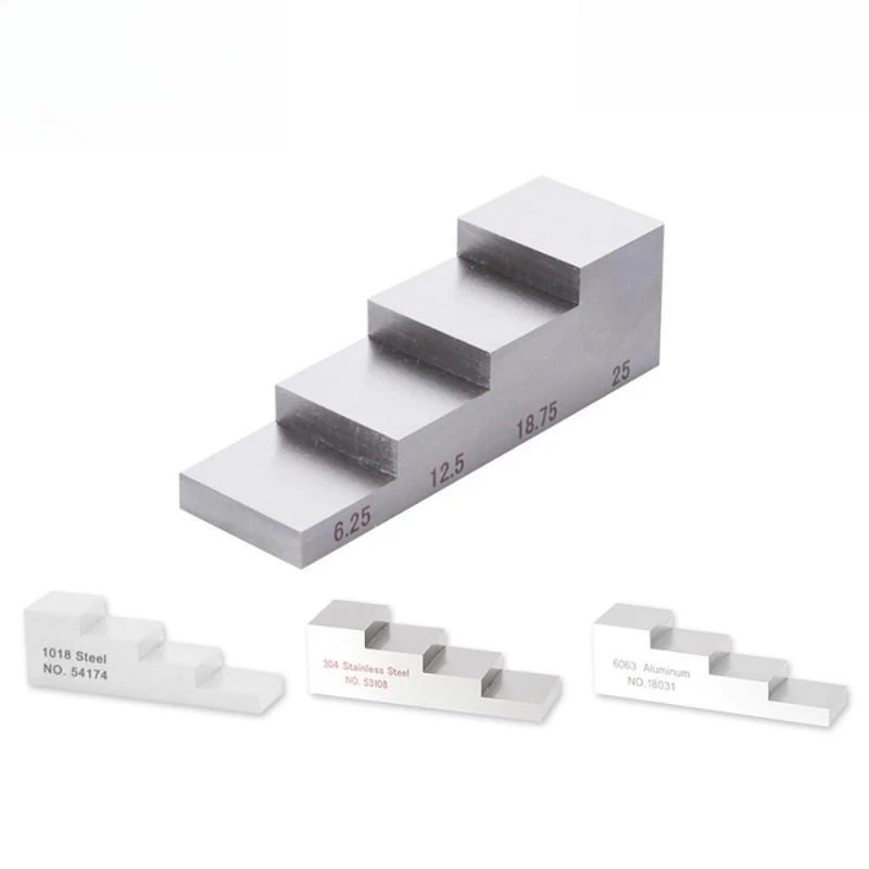 Thickness test block, ultrasonic thickness measurement, 4-step mm for thickness calibration, aluminum