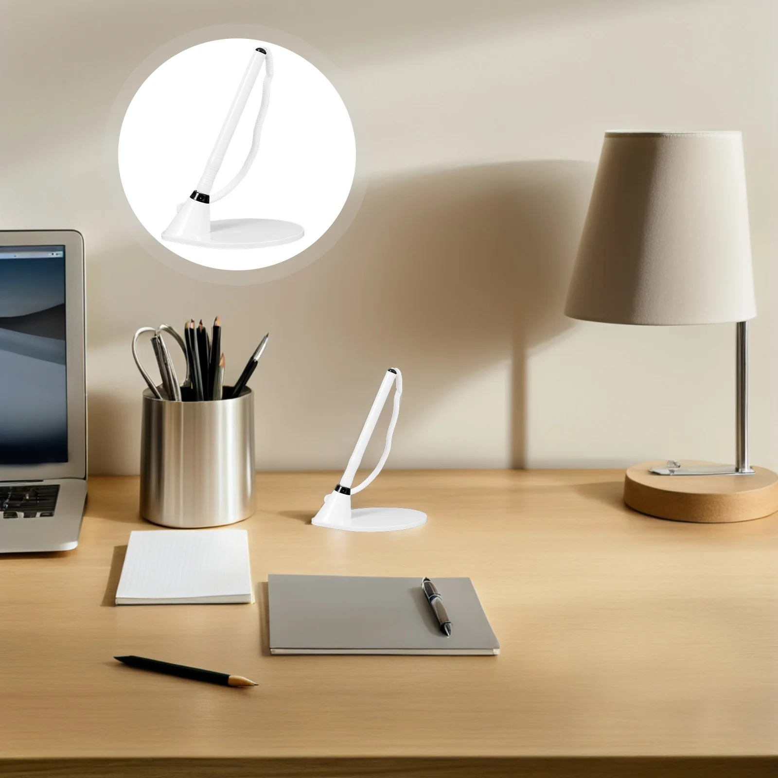 Counter Pen for School Secure Desk Desktop Gel Ink Holder with Cord Office Home Plastic