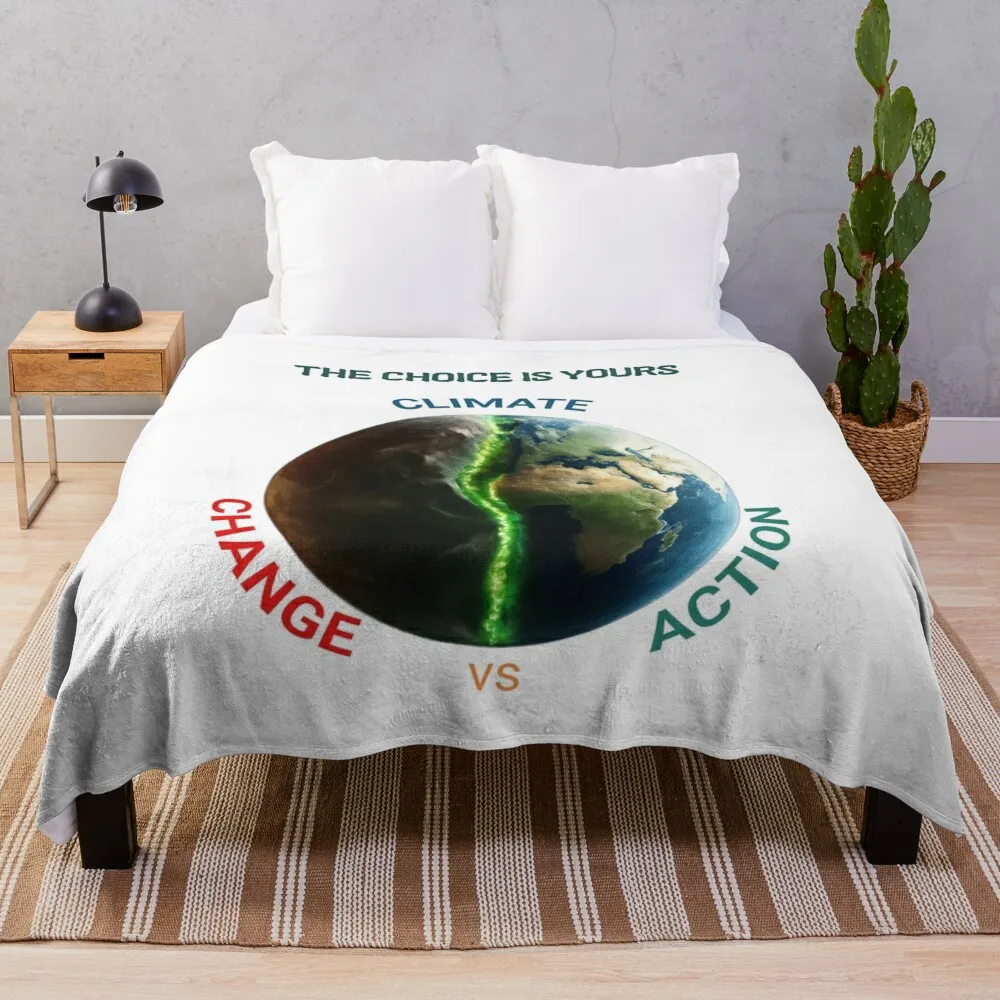 

CLIMATE CHANGE vs ACTION Throw Blanket manga Luxury Throw Polar Weighted Blankets