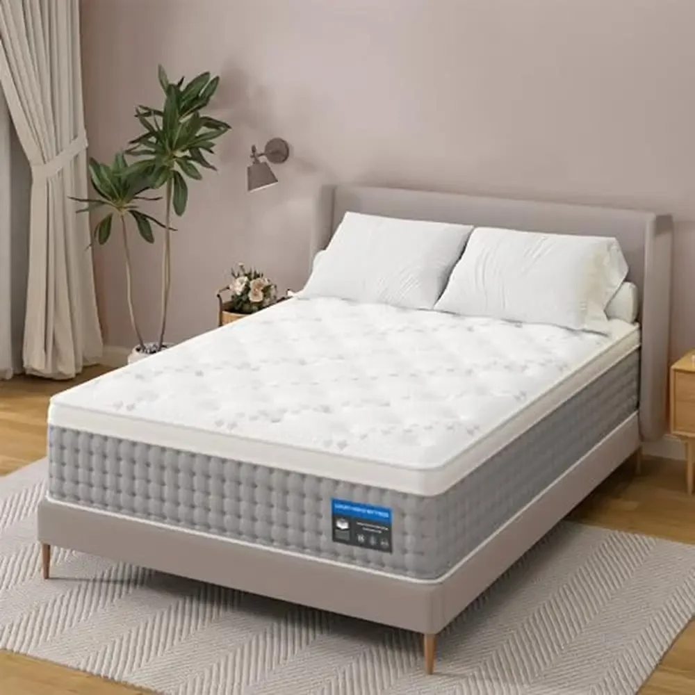 Queen Hybrid Mattress 14 Inch Euro Top Pain Relief Support Safety Motion Isolation Compliance