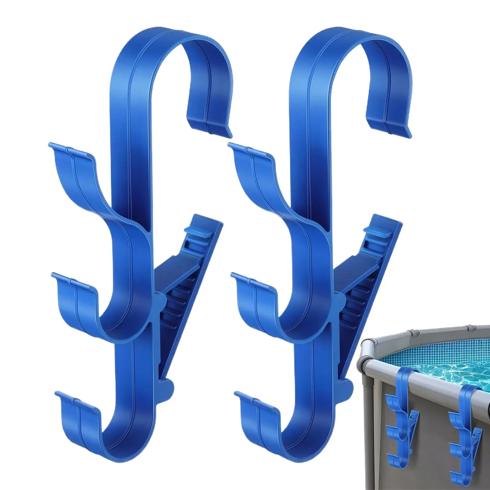 2Pcs Poolside Pool Skimmer Net Holder Plastic Pool Pole Hooks Adjustable Storage Hooks Ground Outdoor Hot Tubs Accessories