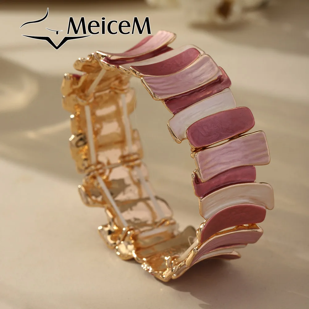 

MeiceM Striped Zinc Alloy Bracelet Retro Simple Elegant Women's Bracelet Fashion Women's Party Jewelry 2025 Valentine's Day Gift