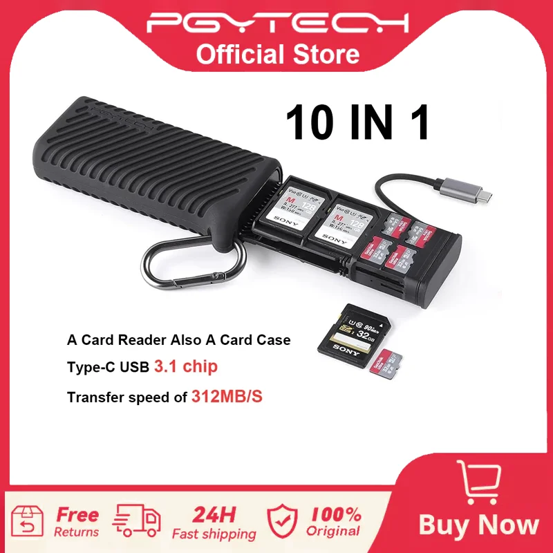 PGYTECH Multifunctional Type-c Card Reader Holder Storage Box USB3.1 High-speed Transmission SD/TF For DJI POCKET 3