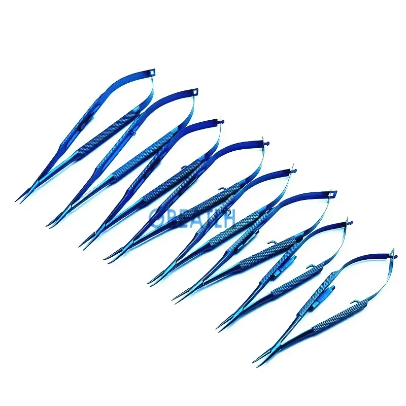 Ophthalmic Needle Holders with Lock Tweezer Veterinary Ophthalmic Forceps 12cm 14cm 16cm 18cm Titanium