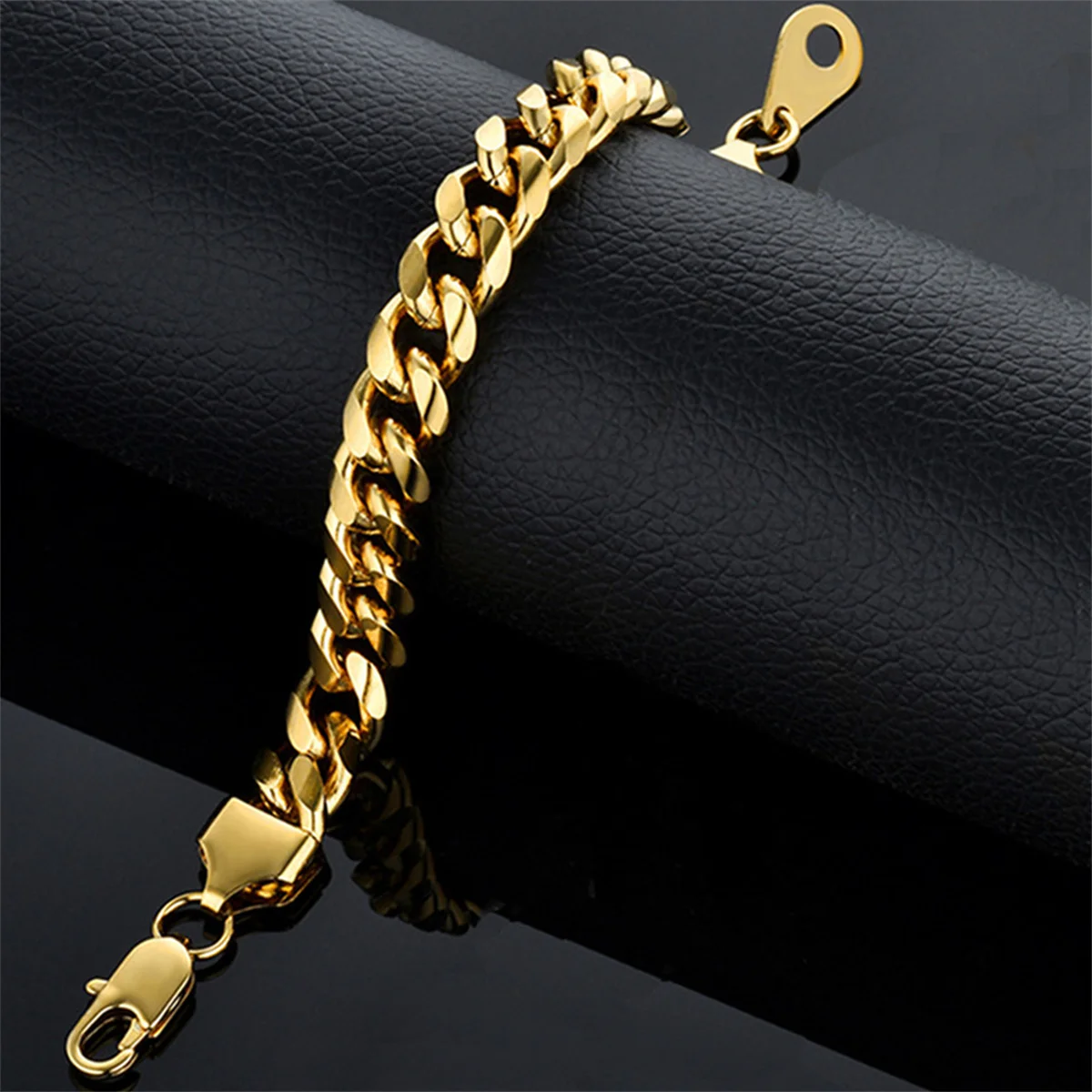 Newest Stainless Steel Bracelet for Men Women Wholelsale Wristband 10mm Gold Color Male Hand Chain Link Bracelet Hip Hop Jewelry
