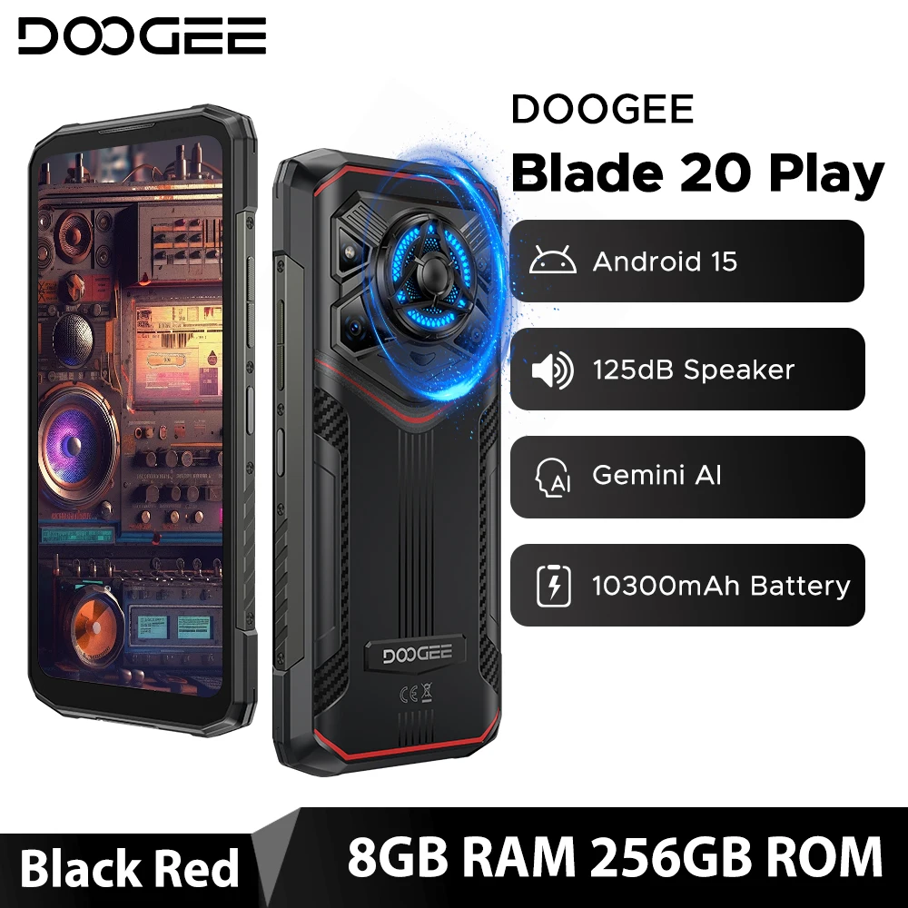 Globale versie DOOGEE Blade20 Play 5G robuuste telefoon 6,6'' Gemini Al 125dB speaker 10300mAh batterij NFC Android 15 mobiele telefoon
