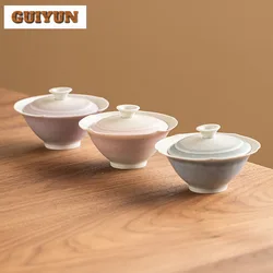 70ml Kiln Fambe Glaze Handmade Cover Bowl Chinese Style High-end Hat Gaiwan Ancient Tea Tureen Tea Maker Tea Items Decoration